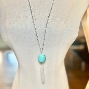 Kingman Turquoise 88 ct. STUNNING pendant tassel necklace